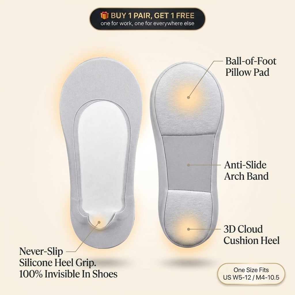 Solehush CloudLiner grey - buy 1 pair get 1 free - cushioned invisible no-show liner with anti-slide arch band