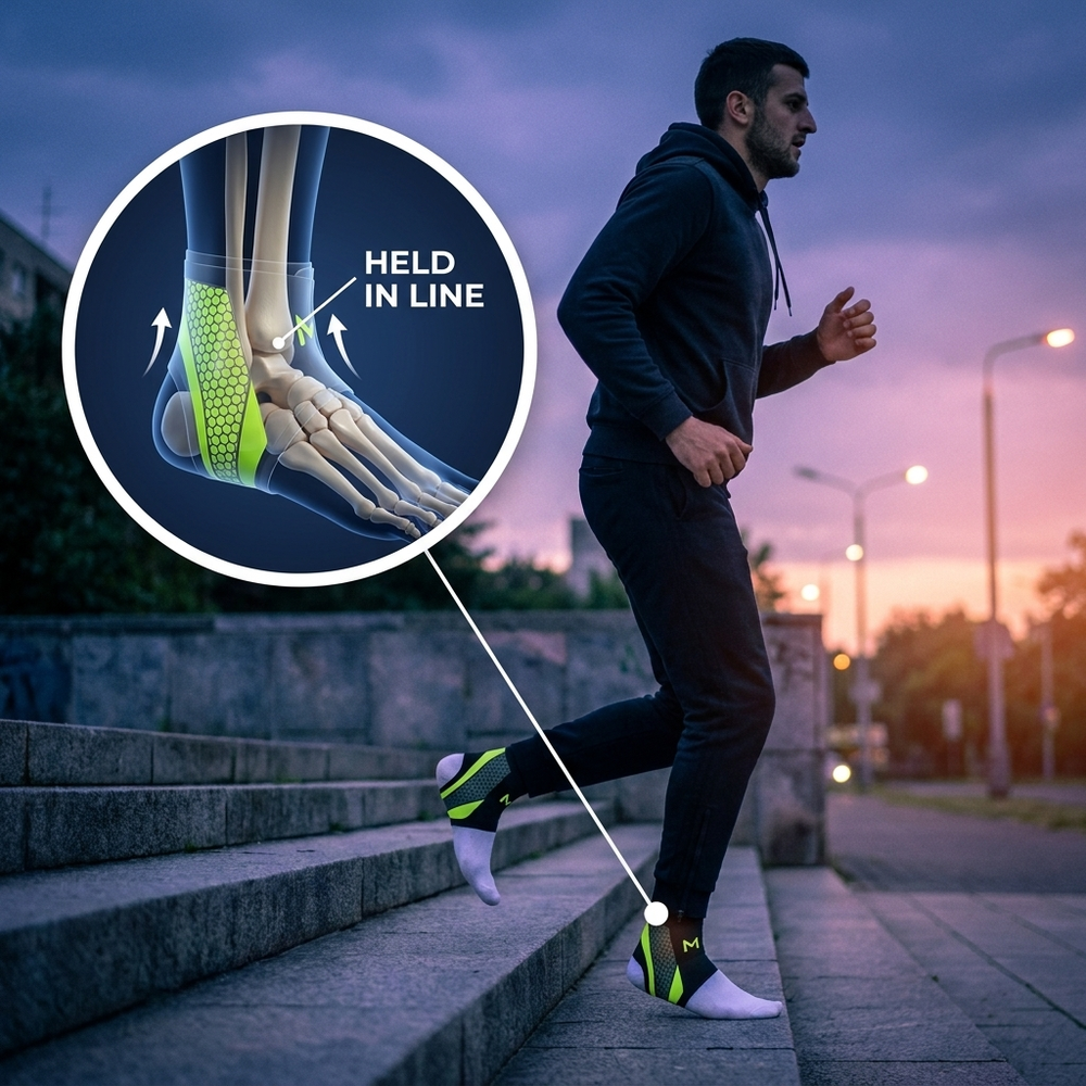ankle brace holding joint in line